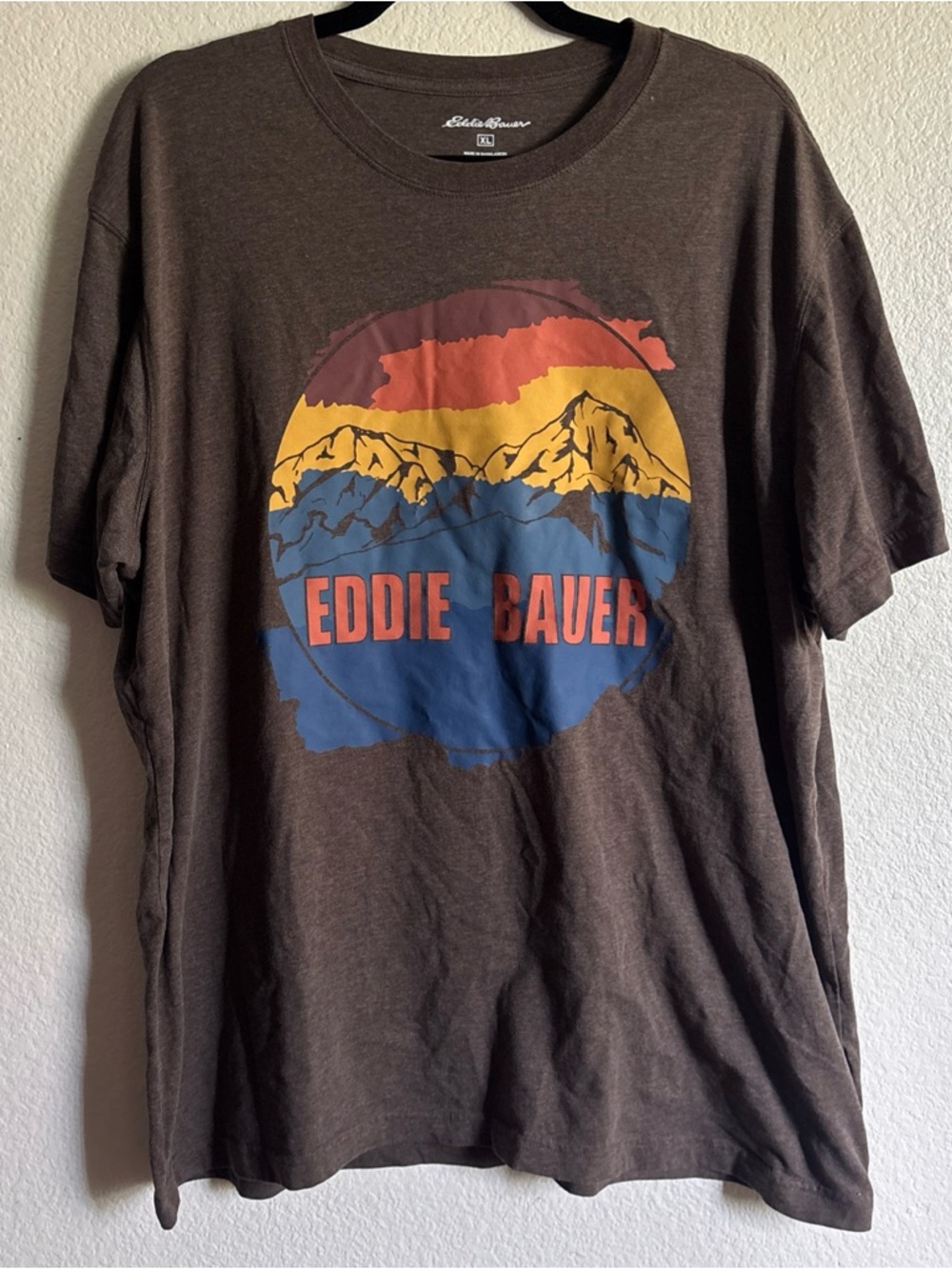 Eddie Bauer Men's Brown Graphic Logo T-Shirt SZ XL